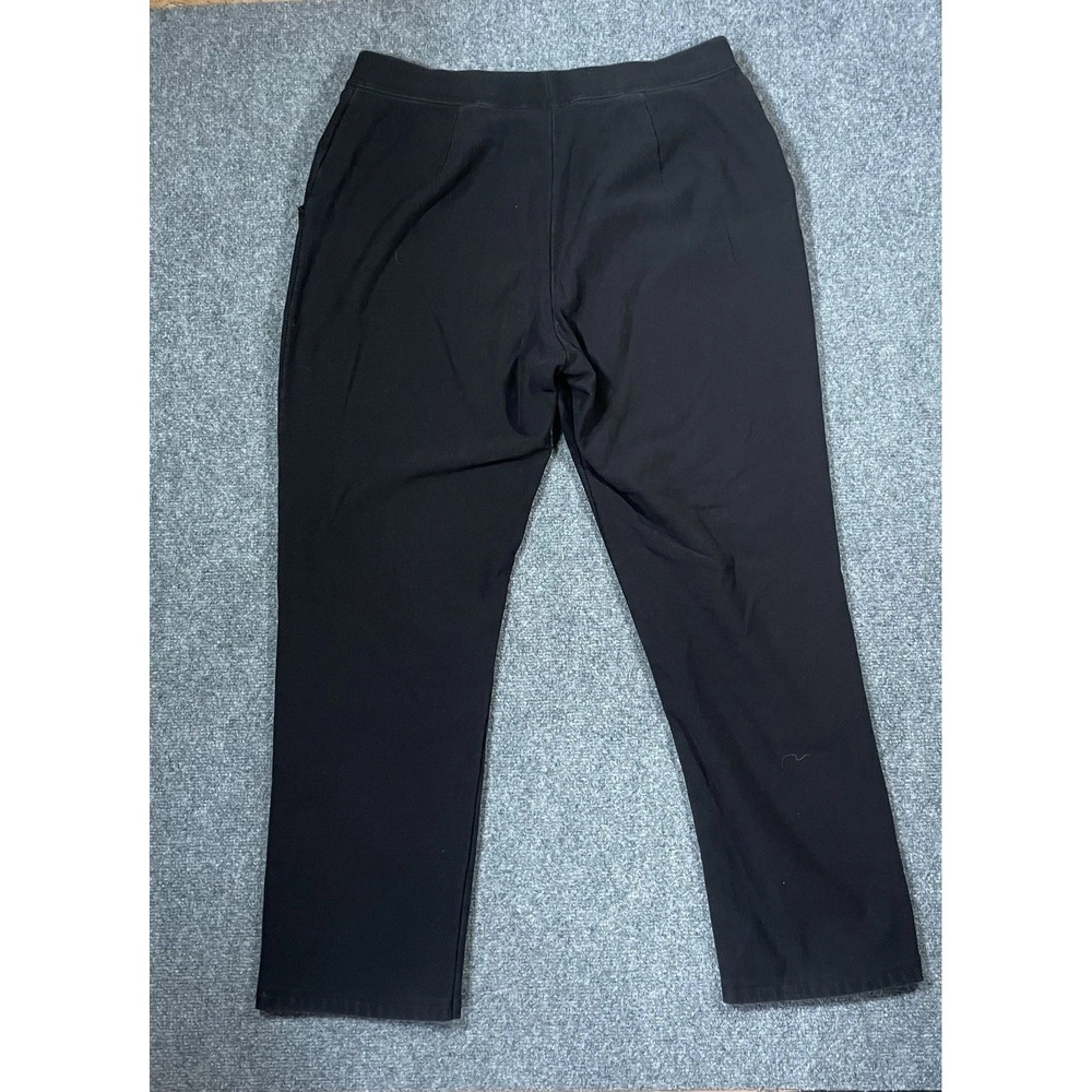 LL Bean Fleece Lined Pants Womens 1X Black Plus Size Stretch Pullon Pockets - Picture 2 of 10